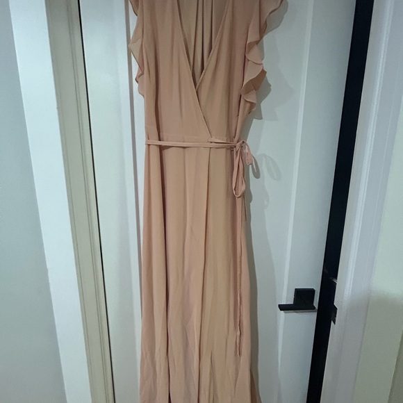 Lulu's Blush Maxi Dress with Ruffle Sleeves - Picture 3 of 4